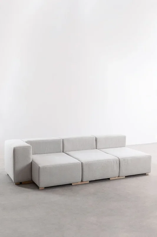Sofá Modular de 3 Piezas con 1 Reposabrazos Robert Beige Crema – SKLUM