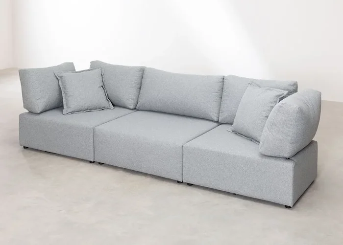 Sofá Modular de 3 Piezas con 2 Sillones Esquineros Kata Gris – SKLUM