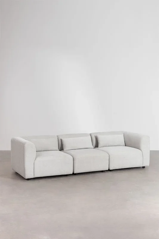 Sofá Modular de 3 Piezas Fogler Tela Gris Claro – SKLUM
