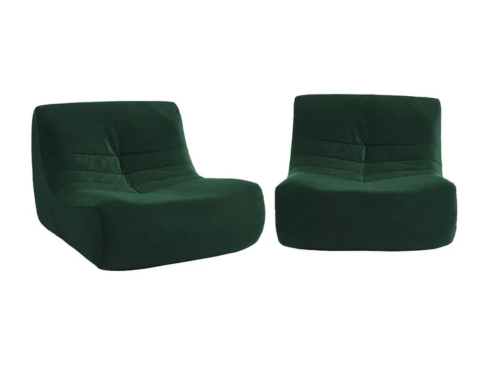 Sofá modular de terciopelo, 2 plazas verde