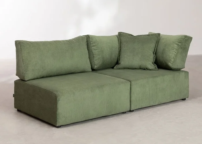 Sofá Modular Esquinero de 2 Piezas en Pana Kata Verde Army – SKLUM