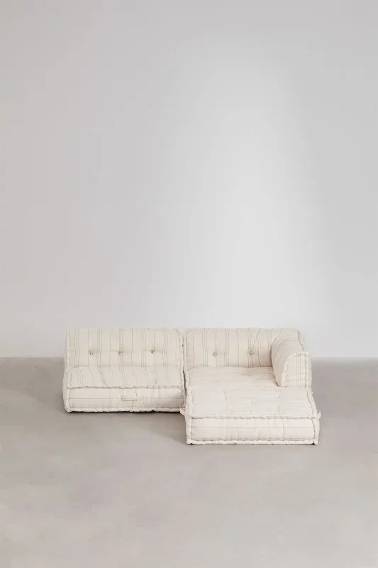 Sofá Modular Esquinero de 3 Piezas en Algodón Dhel Colores Naturales – SKLUM