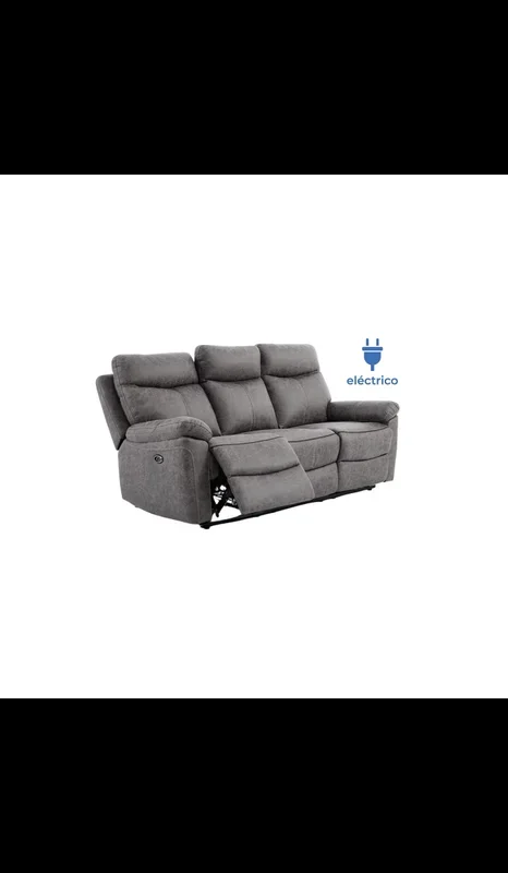 Sofá reclinable eléctrico tres plazas modelo Afflec tapizado textil gris brown, 192cm(Ancho) 92cm(Fondo) 102cm(Alto)
