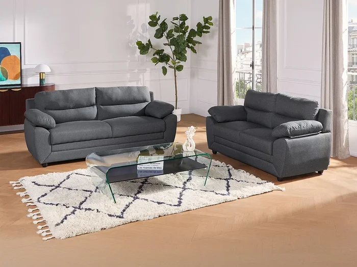 Sofás de 3+2 plazas de tela MANOA – Gris antracita