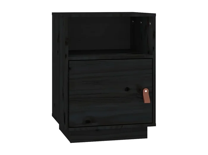 Soisy-sous-Montmorency Mesita de noche madera maciza de pino negro 40x34x55 cm
