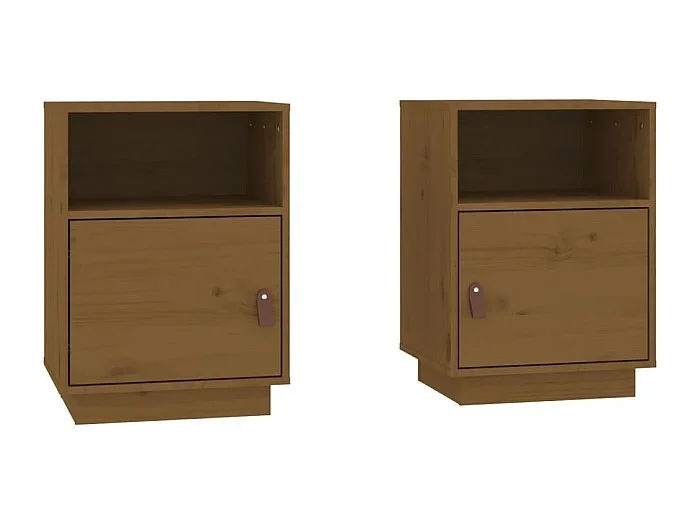 Soisy-sous-Montmorency Mesitas de noche 2 uds madera de pino marrón miel 40x34x55 cm