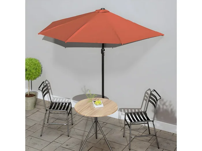 Sombrilla balcón semicircular aluminio terracota 270x144x222 cm ES404155