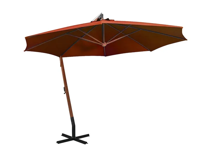 Sombrilla colgante con palo madera abeto terracota 3,5×2,9 m ES702476