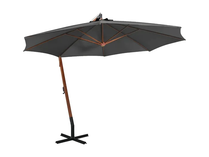 Sombrilla colgante y palo madera abeto gris antracita 3,5×2,9 m ES981142