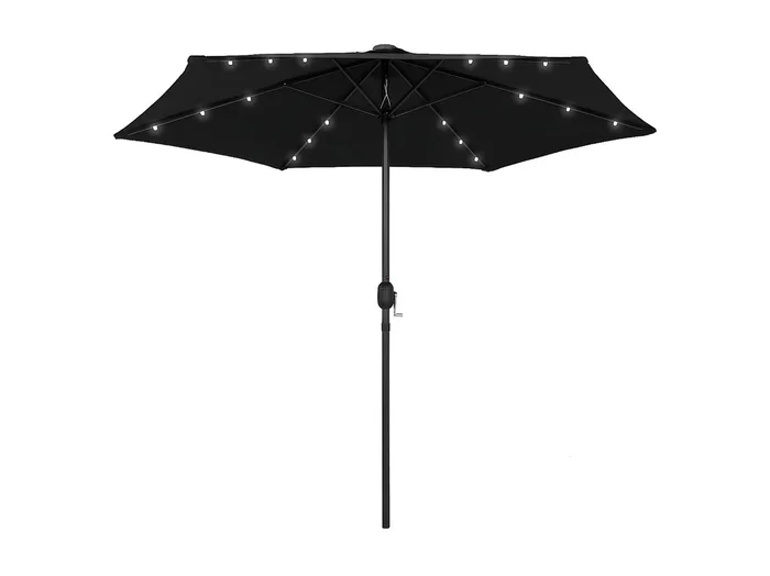 Sombrilla con luces LED y palo de aluminio negro 270 cm ES500007