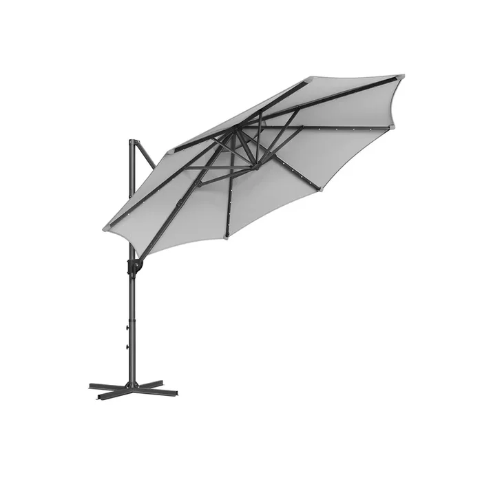 Sombrilla de Jardín 300 cm LED Solar Gris Paloma-SONGMICS