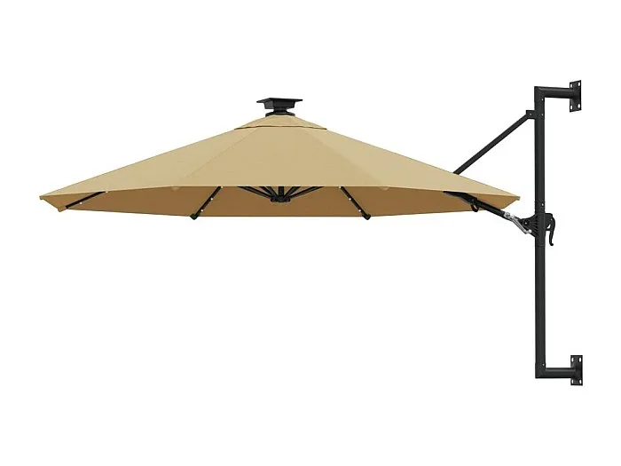 Sombrilla de pared con LEDs y poste de metal 300 cm taupé ES264715
