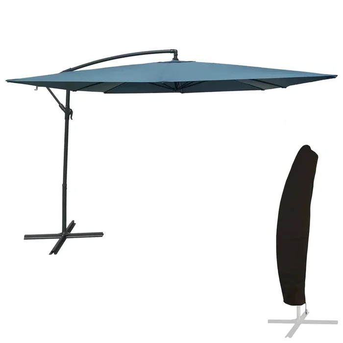 Sombrilla MOLOKAI cuadrada 2,7×2,7m azul gris + funda