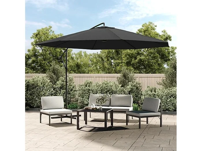 Sombrilla voladiza con poste de aluminio 350 cm gris antracita ES894851