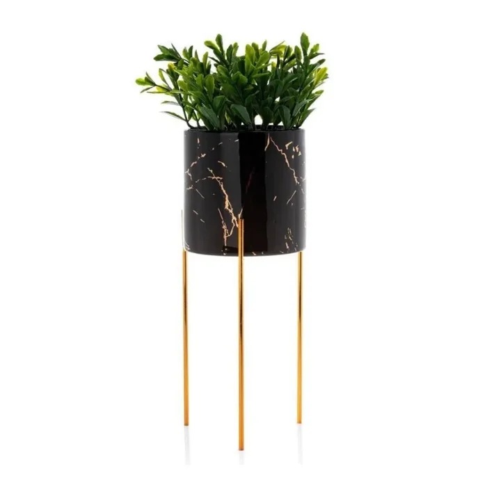Soporte para flores NILA 28×11 cm negro/dorado