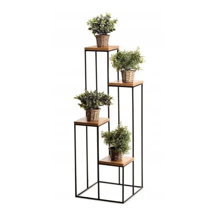 Soporte para plantas 110×40 cm negro/marrón