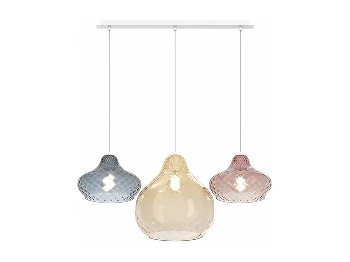 Sosp. Bianco 3 Luci Rettangolare Vetri (1 X Piccolo Za + 1 X Piccolo Ru + 1 X Grande Am)