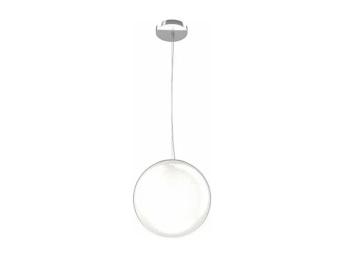 Sospensione Contemporanea Glitter Metallo Cromo Vetro Soffiato Trasp 1 Luce E14