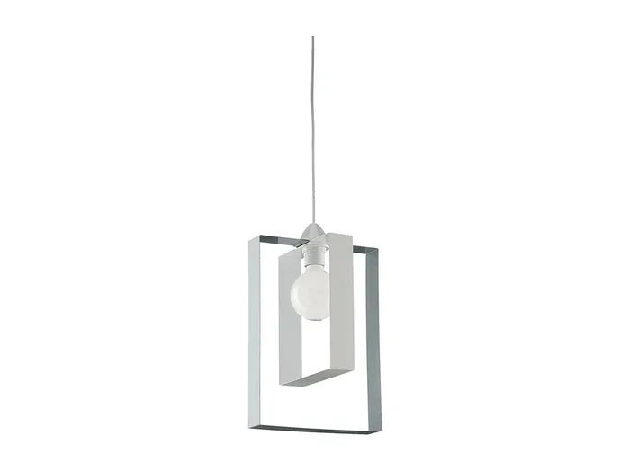 Sospensione Moderna Duplo 1 Luce Ferro Laccato Bianco E Grigio