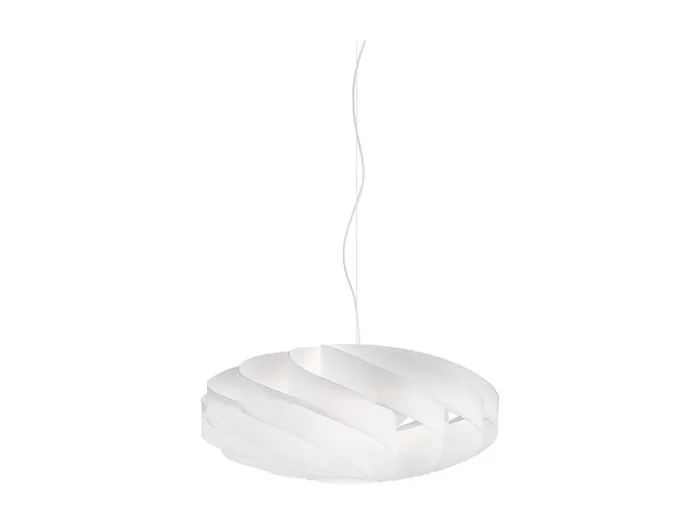 Sospensione Moderna Flat Polilux ® Bianco E Metallo Cromo 1 Luce E14