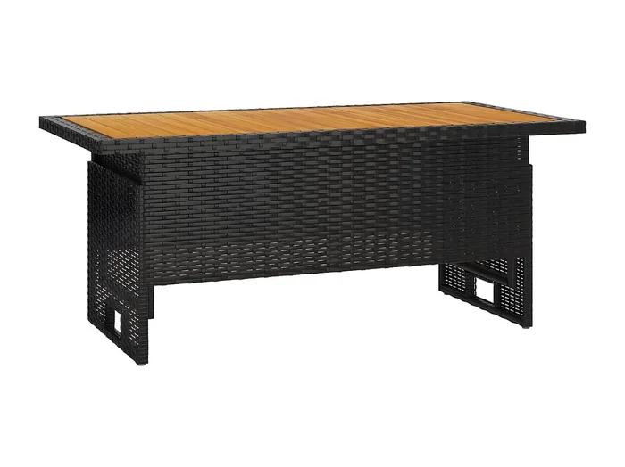 Souad Mesa jardín negra 100x50x43/63 cm madera maciza acacia y ratán