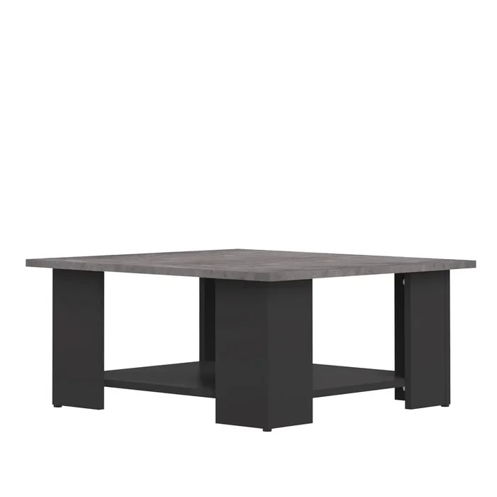 Square Mesa de café 67×67 Negro y Hormigón – SYMBIOSIS