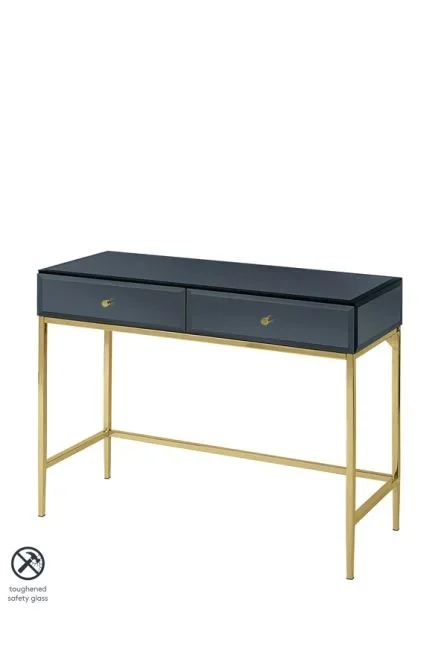 Stiletto Mesa de consola de vidrio y latón negro endurecido