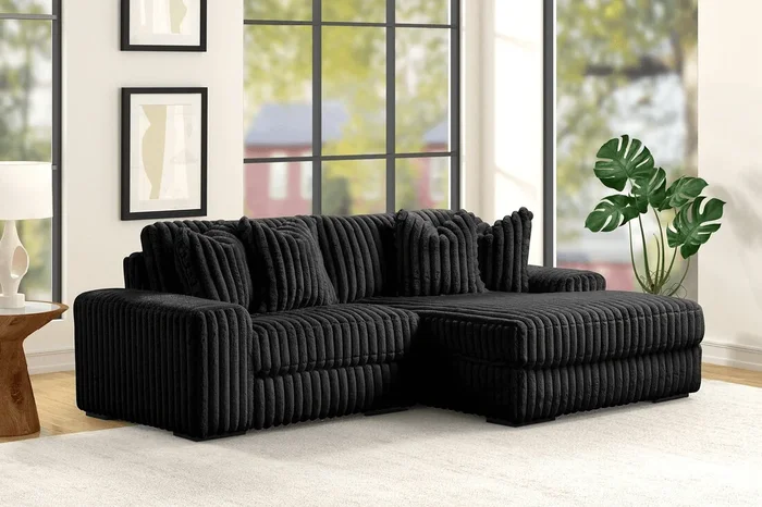 Sunday Black 2-Piece Right Arm Facing (RAF) Sectional