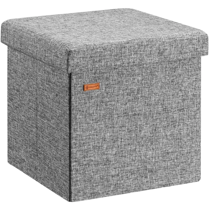 Taburete almacenaje gris 38x38x38cm 40L plegable