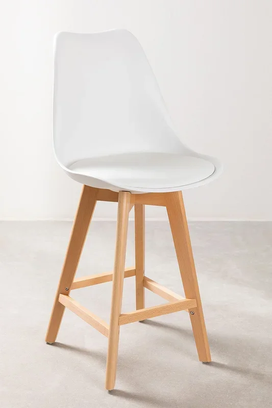 Taburete Alto Con Cojín en Polipiel Nordic ↑67 cm Blanco – SKLUM