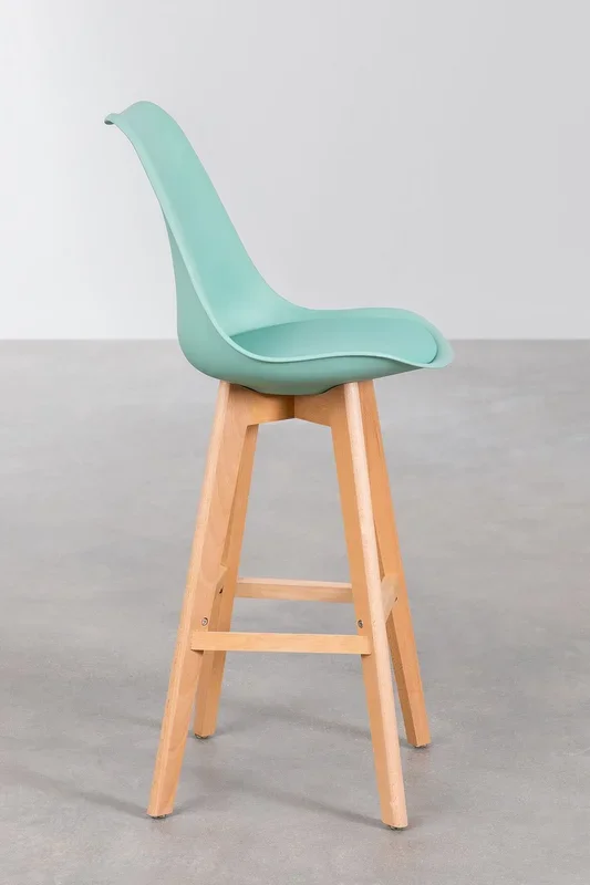 Taburete Alto Con Cojín en Polipiel Nordic ↑76 cm Verde Jade – SKLUM