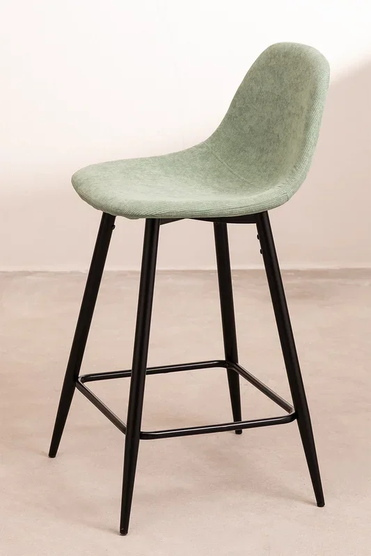 Taburete Alto en Pana Glamm ↑65 cm Verde Menta Negro – SKLUM