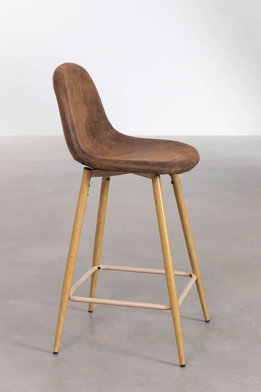 Taburete Alto en Polipiel Glamm ↑65 cm Café Vintage Madera Natural – SKLUM