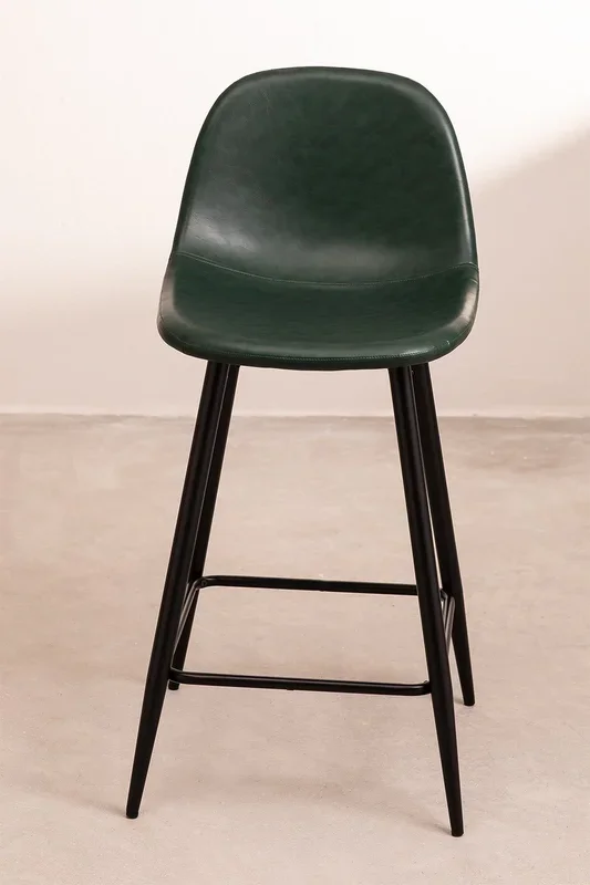 Taburete Alto en Polipiel Glamm ↑65 cm Verde Jungla Negro – SKLUM