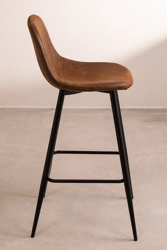 Taburete Alto en Polipiel Glamm ↑75 cm Café Vintage Negro – SKLUM