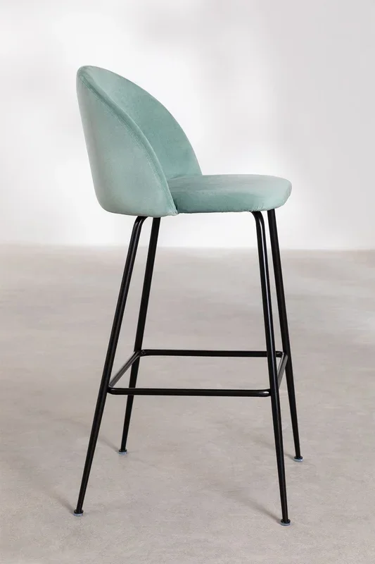 Taburete Alto en Terciopelo Kana Design ↑75 cm Verde Abeto Negro – SKLUM