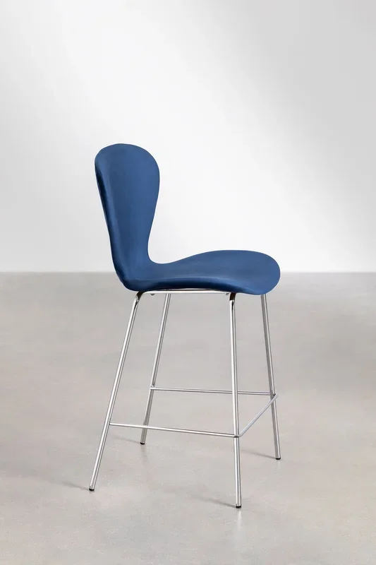 Taburete Alto en Terciopelo Uit ↑66 cm Azul Marino – SKLUM