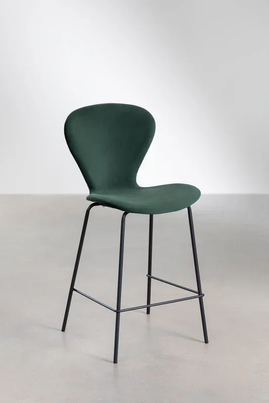 Taburete Alto en Terciopelo Uit ↑66 cm Verde Jungla – SKLUM
