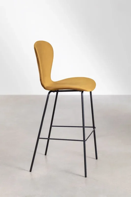 Taburete Alto en Terciopelo Uit ↑76 cm Mostaza – SKLUM