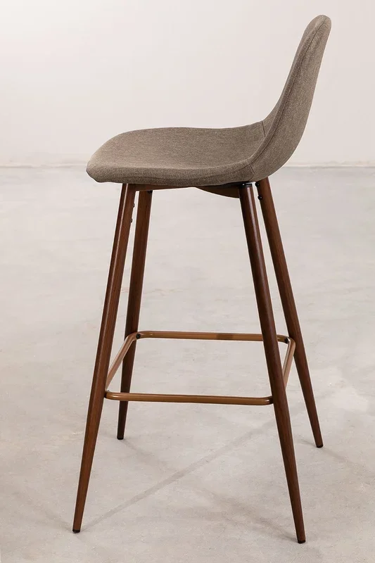 Taburete Alto Glamm ↑75 cm Gris Topo Madera Oscura – SKLUM