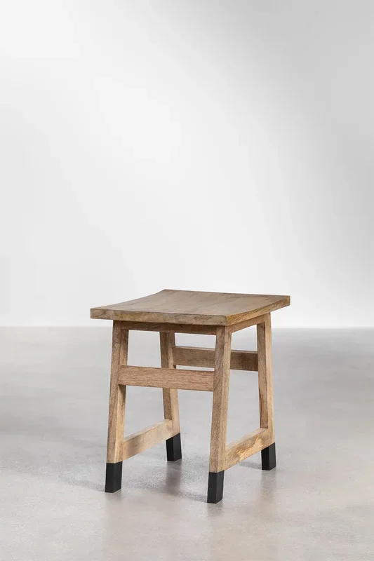 Taburete Bajo en Madera de Mango Pid Negro – SKLUM