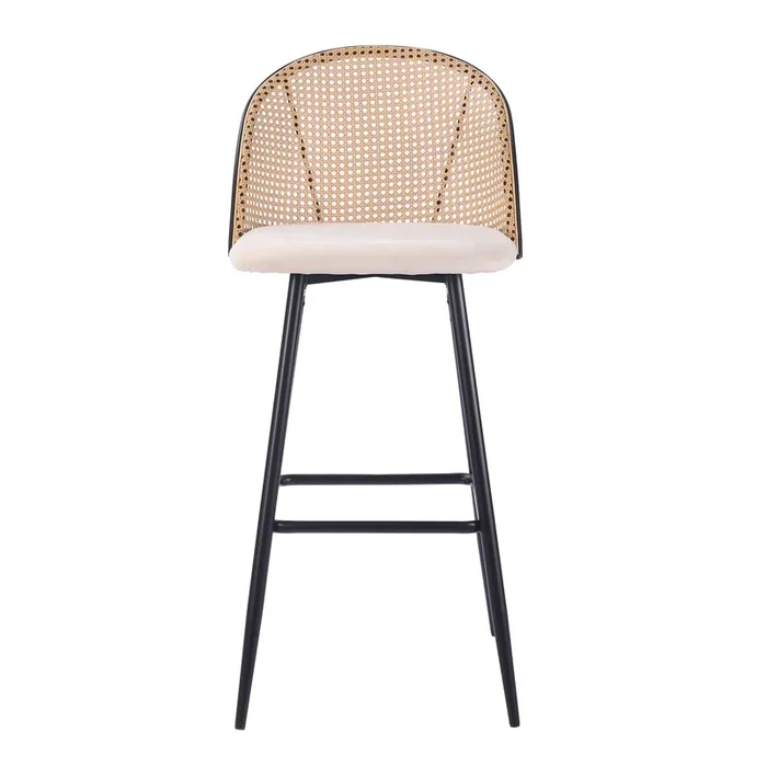 Taburete de cocina ratán asiento tapizado Muler H65 Beige Vintahome
