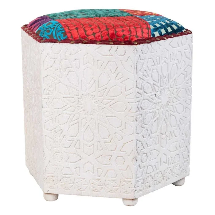 Taburete de madera blanco 46x46x41h cm