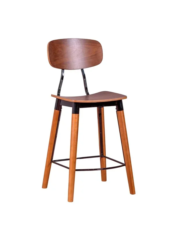 Taburete industrial en madera de nogal – Copine