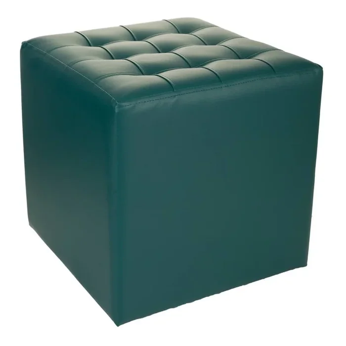 Taburete tapizado verde de 40x40x38 cm