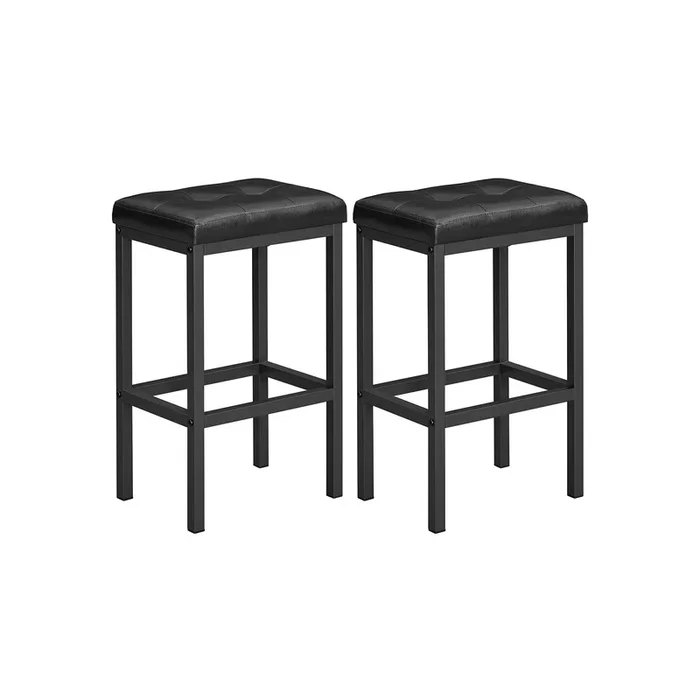 Taburetes de Bar Negro y Marco Negro-VASAGLE