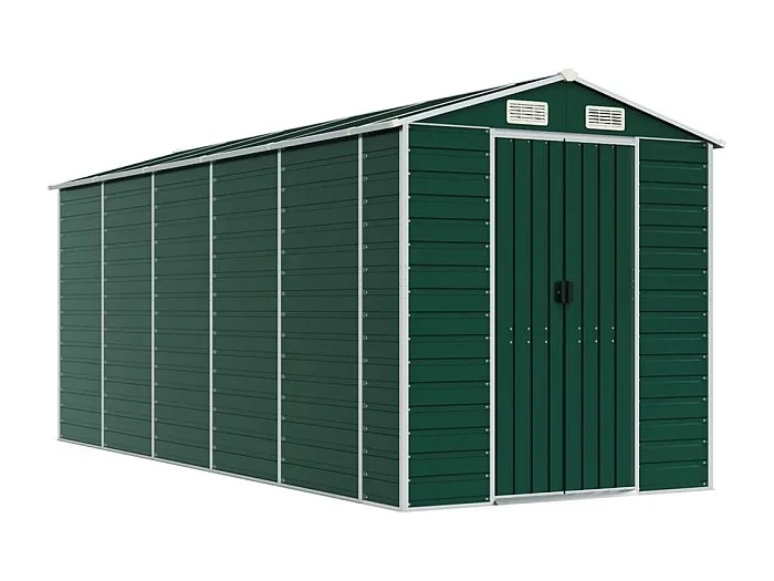 Tampa Cobertizo de jardín acero galvanizado verde 191x470x198 cm