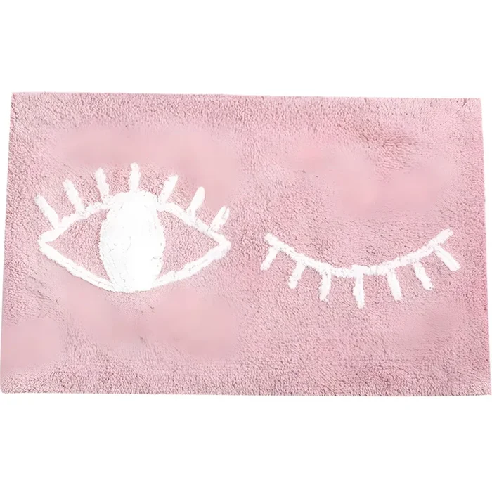 Tapete Infantil de Algodón con Patrón de Hojas de Dibujos Animados Alfombra de Área Multicolor para Interior, Antideslizante – Rosa 50 x 80 cm