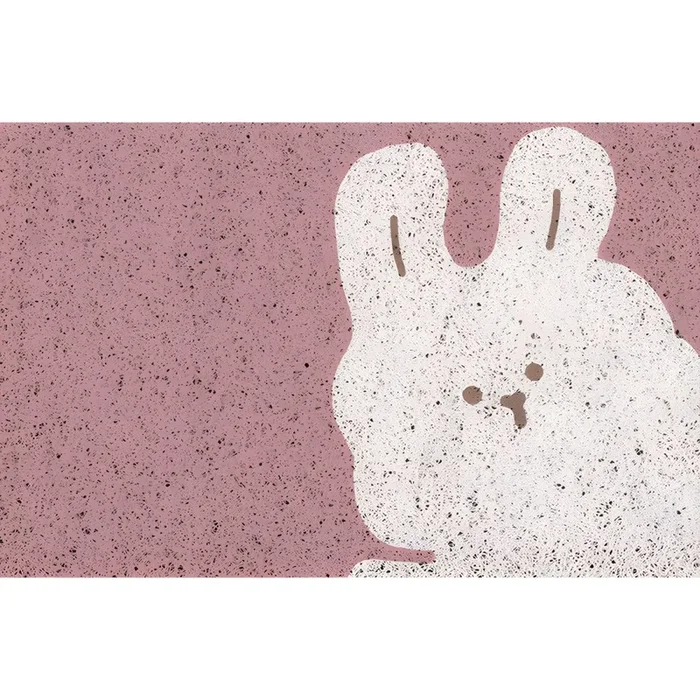 Tapete PVC Antideslizante Estilo Infantil Alfombra Multicolor con Patrón de Animal para Entrada, Mascota Amigable – Rosa 50 x 80 cm