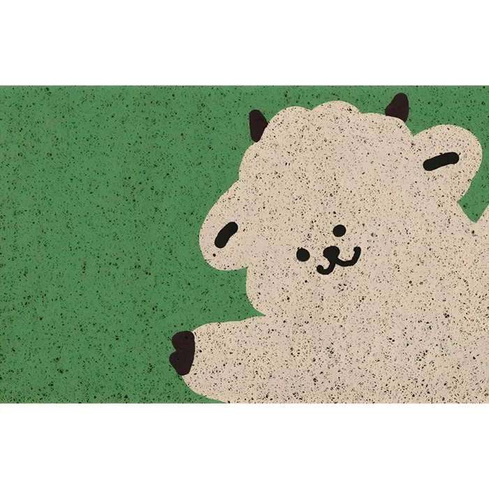 Tapete PVC Antideslizante Estilo Infantil Alfombra Multicolor con Patrón de Animal para Entrada, Mascota Amigable – Verde 50 x 80 cm
